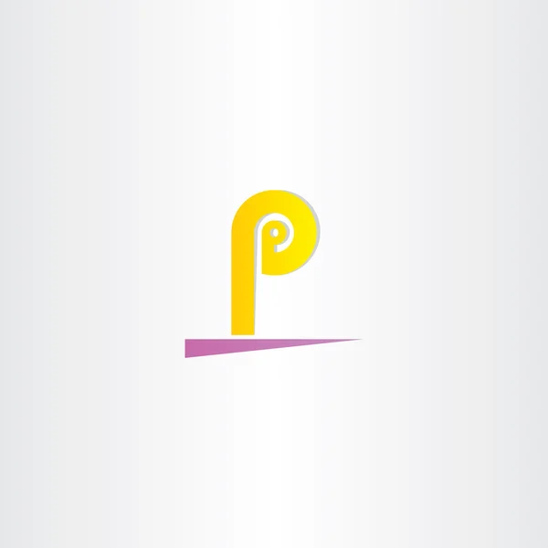 Lettre p jaune signe violet logo — Image vectorielle