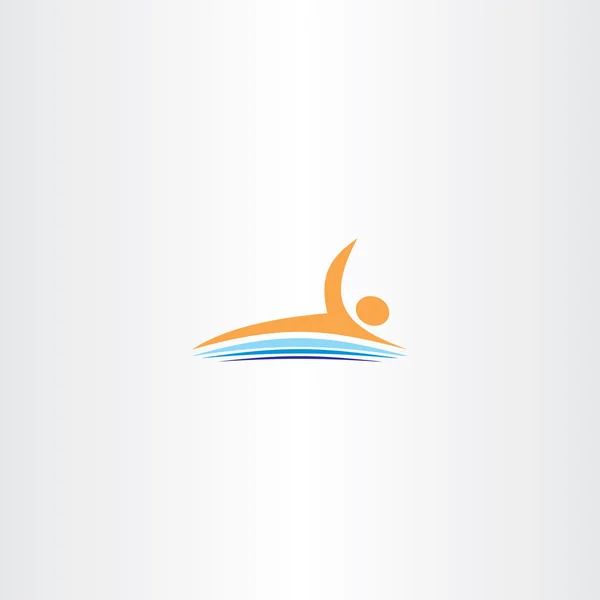 Muž plavání v jezeře vektorové ikony logo — Stockový vektor