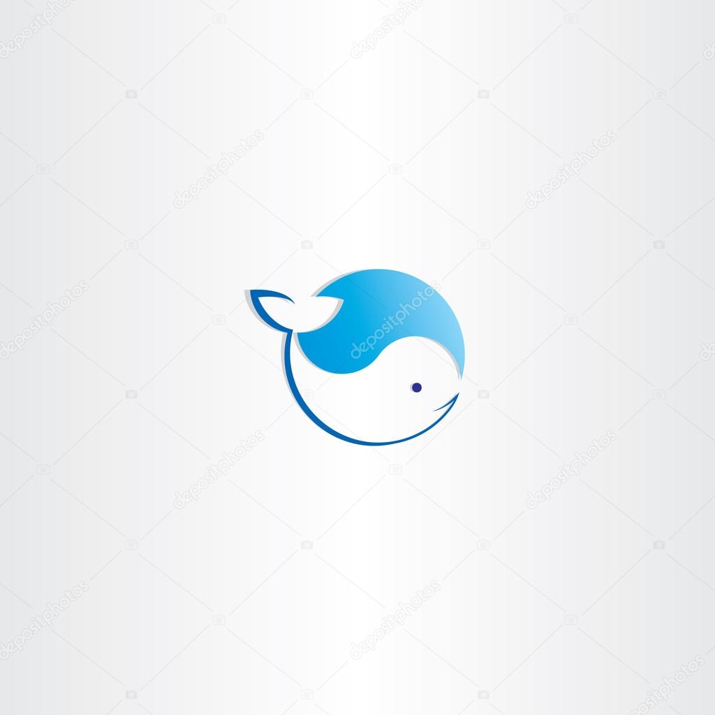 Circle whale water wave logo vector emblem