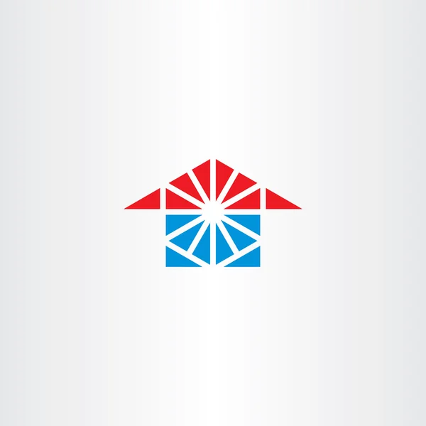 Niebieski czerwony dom ikona trójkąta logo — Wektor stockowy