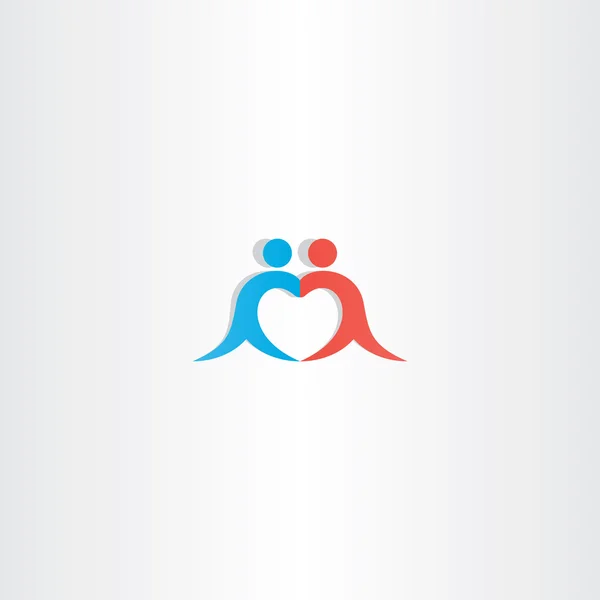 Para chłopiec i dziewczynka miłość logo ikona serce wektor — Wektor stockowy
