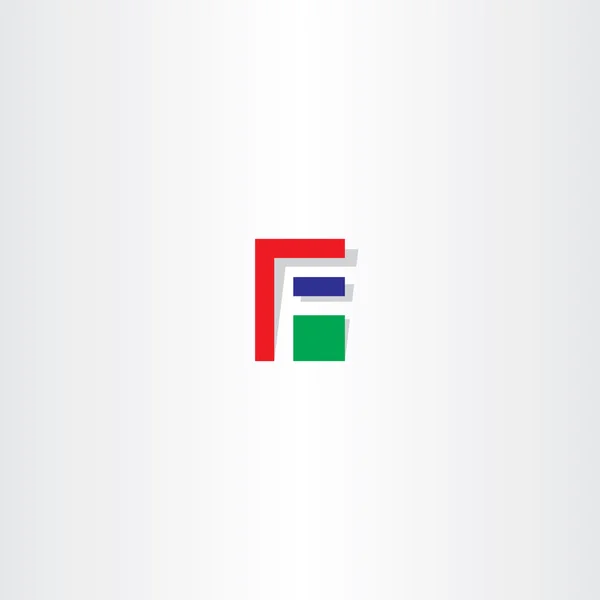 Letra f rojo verde azul icono — Vector de stock