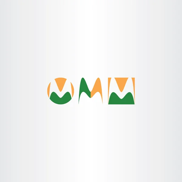 Letter m-logo instellen groen oranje pictogram vector — Stockvector