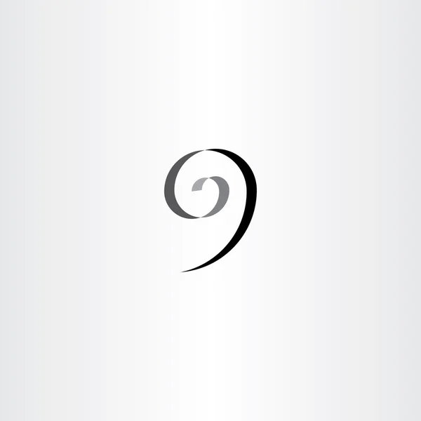 Stylisé numéro 9 neuf icône en spirale noire — Image vectorielle