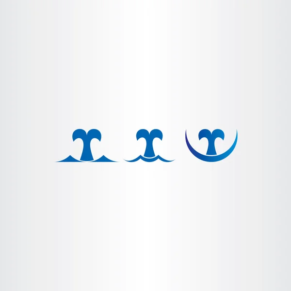 Kék bálna ikonok beállítása farok szimbólum — Stock Vector