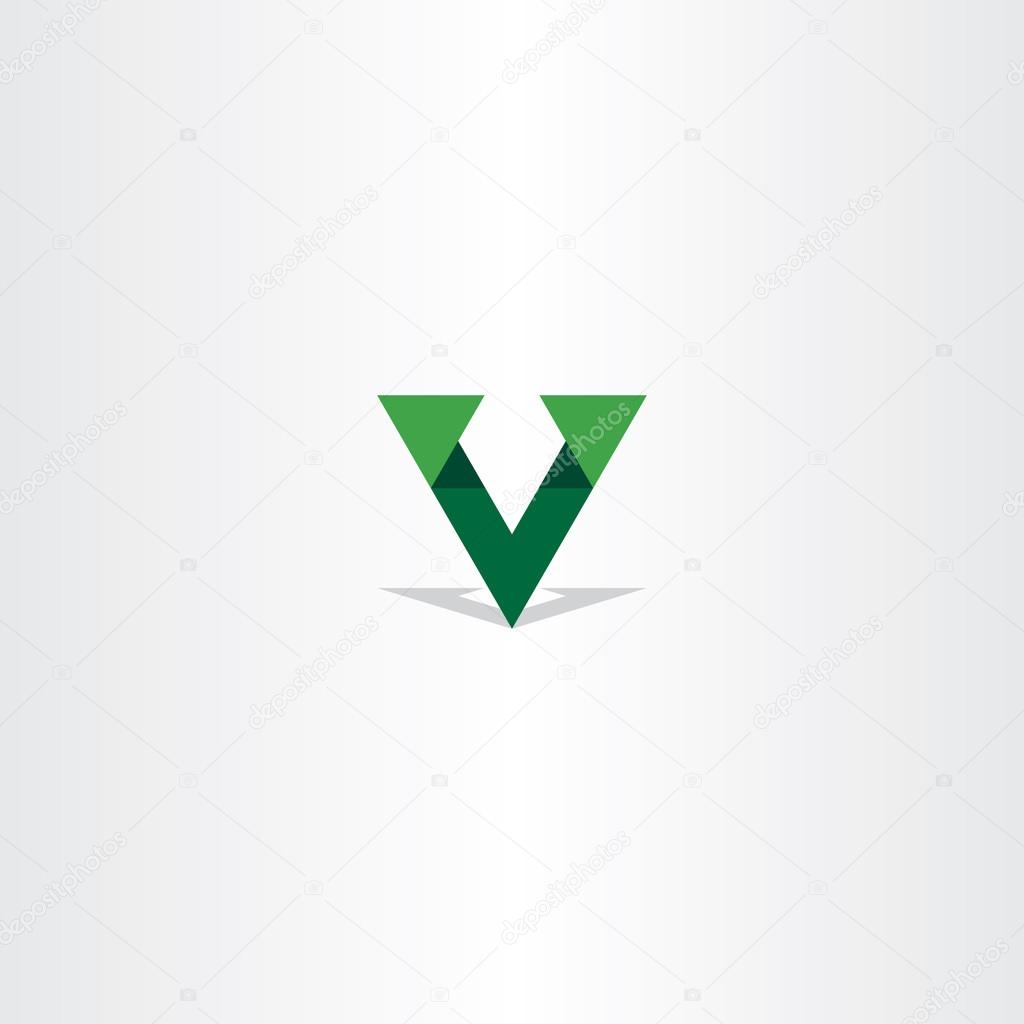 Triangle green letter v logo icon design