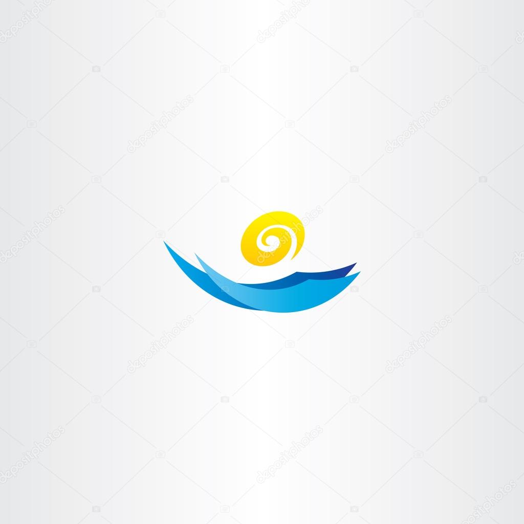 Water wave sun tourism logo sign agency