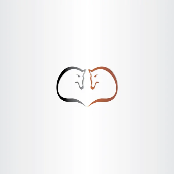 Horse heart shape logo love icon vector — Stock Vector