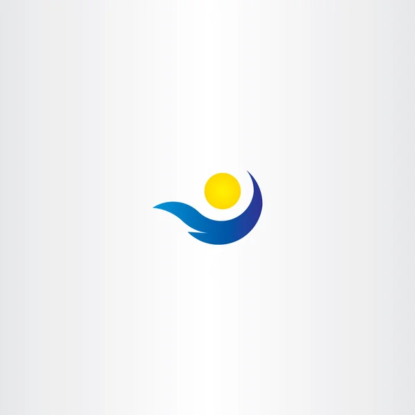 徽标阳光和水波旅游标志图标夏天 — 图库矢量图片