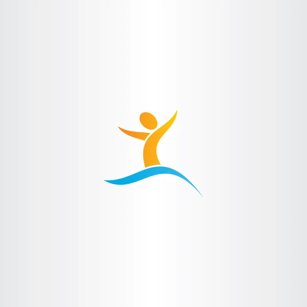 Άνθρωπος στο νερό κολύμπι λογότυπο σημάδι διάνυσμα γράμμα y — Διανυσματικό Αρχείο