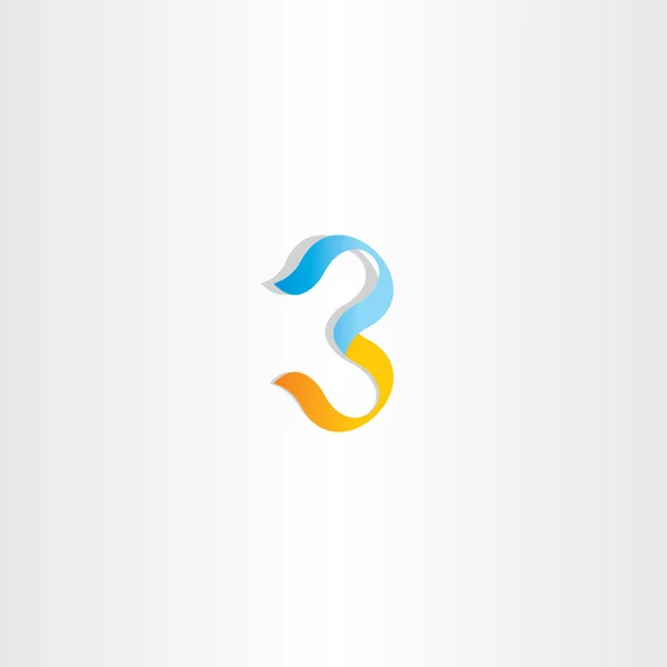 Stilizált logót száma 3 három harmadik ikon — Stock Vector