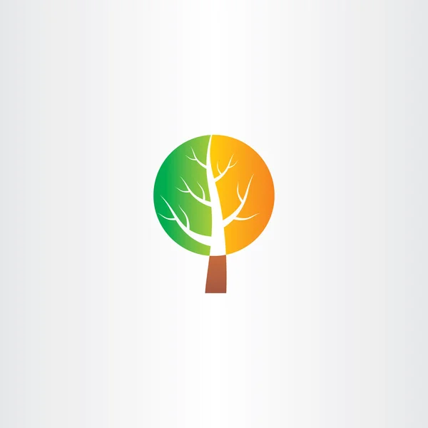 Vektör ağaç logo yeşil turuncu simge — Stok Vektör