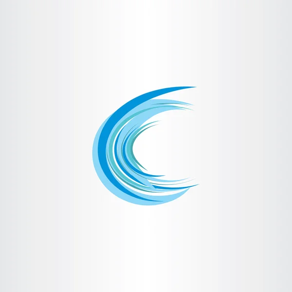 Ola de agua azul letra c vector icono — Vector de stock