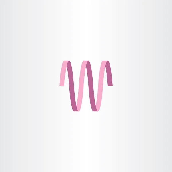 Letra w fita logotipo vetor ícone rosa — Vetor de Stock