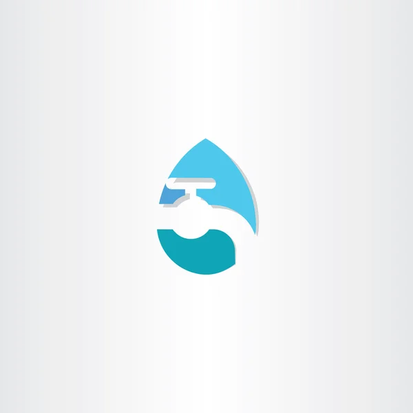 Gota de agua con el símbolo del icono del logotipo del grifo — Vector de stock
