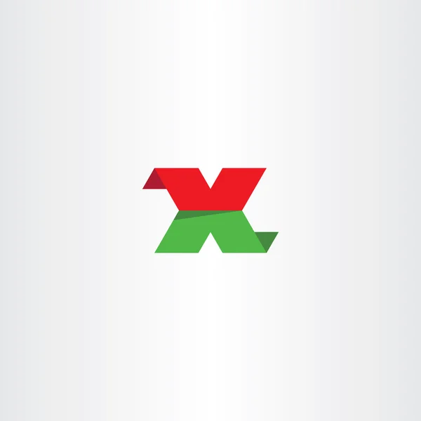 Letra plana x verde icono rojo logo vector — Vector de stock