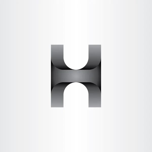 Letra h 3d efecto icono de vector negro — Vector de stock
