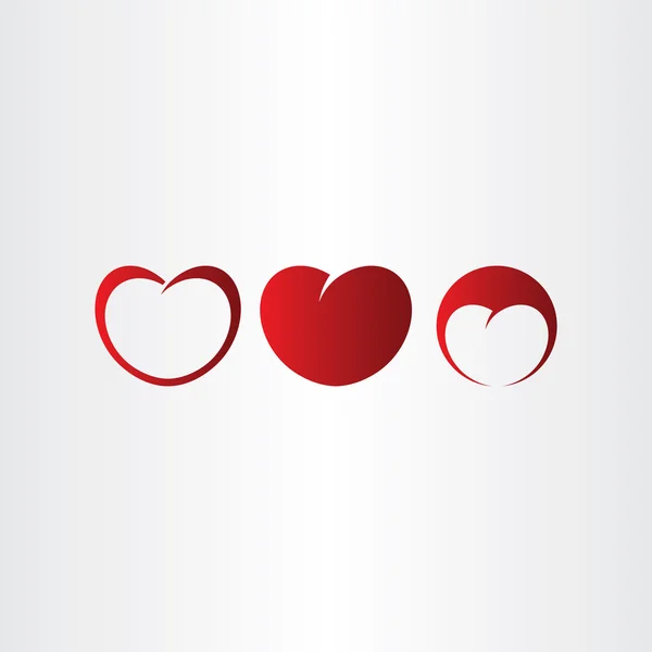 Vector heart red love icon set collection — Stock Vector