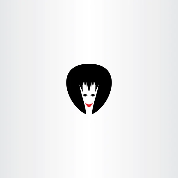 Μεγάλα μακριά μαλλιά γυναίκα κομμωτήριο λογότυπο εικονίδιο του φορέα — Διανυσματικό Αρχείο