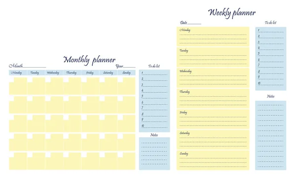 Deux Planificateurs Hebdomadaire Mensuel Liste Des Choses Faire Objectifs Modèle — Photo