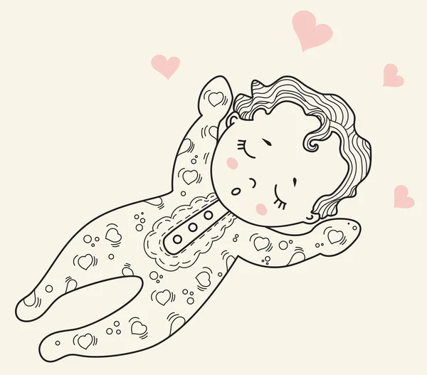 Collection Pour Enfants Mignon Petit Bébé Pyjama Barboteuse Dort Doucement — Image vectorielle