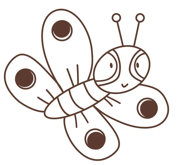 Schattig Decoratief Insect Vlinder Met Een Glimlach Vector Doodle Tekening — Stockvector