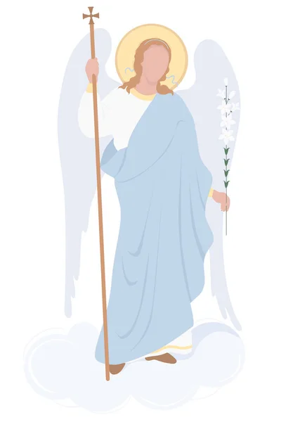 Archangel Gabriel Cloud White Lily Celestial Messenger Vector Religion Catholicism — Stock Vector