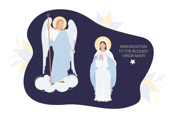 Annunciation Blessed Virgin Mary Virgin Mary Blue Maforia Prays Meekly — Stock Vector