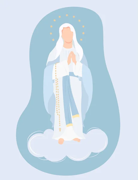 Très Sainte Théotokos Reine Ciel Vierge Marie Maforia Bleue Prie — Image vectorielle