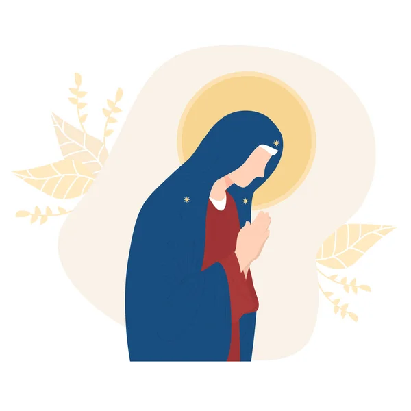 Santísima Theotokos Sobre Fondo Decorativo Virgen María Madre Dios Reza — Vector de stock