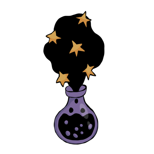 Sihirli Şişe Mistik Yıldızlar Çıkartması. Cadıların Okült İksiri. Renkli desenli El Çizimi Karalama