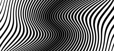 Wavy Curved Striped halftone gradation texture. Gradient Transition Lattice. Fading Black and white line background. Vector distorted lines backdrop. Optical illusion effect. Zebra Pattern. Not AI