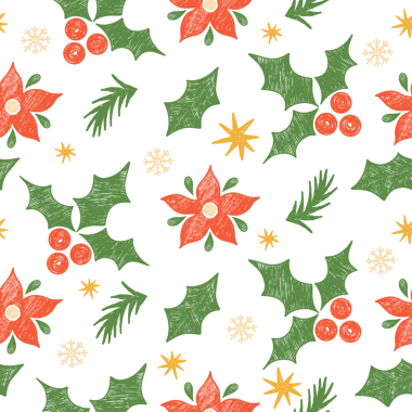 Noel pastel boyasız desenli puantiyeli, Holly. Yeni yıl süsü. Kalıplı El Çizimi Karalama