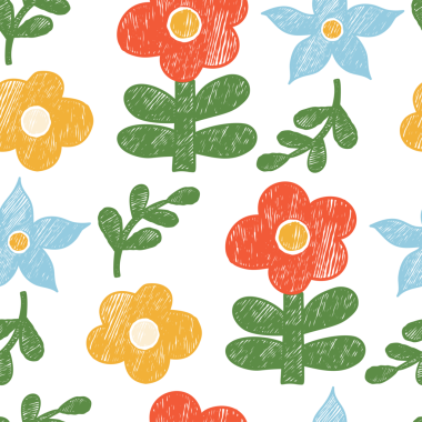 Çiçeksiz desen. Parlak çiçekli el yapımı pastel boya süsü. İlkel Dokulu Çizim Çizimi