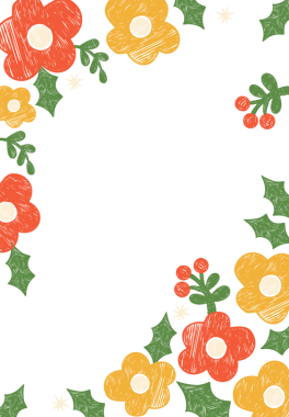 Tebeşir Sarı Kırmızı Çiçekler. Kalıplı El Çizimi Boya Çizimi Kuklası