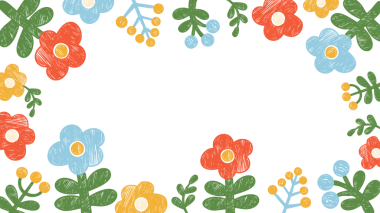 Bahar Çiçeği Çerçevesi. Boya Çiçekleri, Böğürtlenler ve Bitkiler. Desenli El Çizimi Tebeşir Deseni