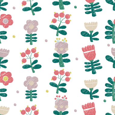 Pastel Çiçeksiz Desen. Çiçek ve Çilek Arkaplanlı El Çizimi Süslemesi
