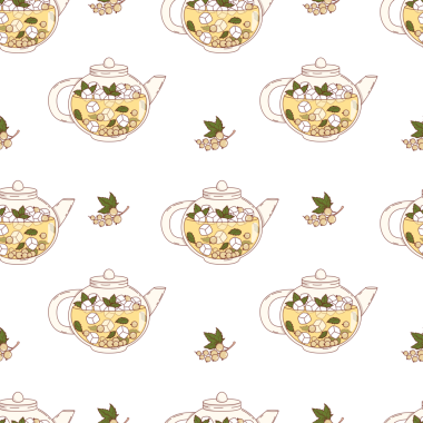 Beyaz Frenk üzümlü Meyve Çayı. Cam Çaydanlık Arkaplanında Mevsimlik İçecekler Tazeleniyor.