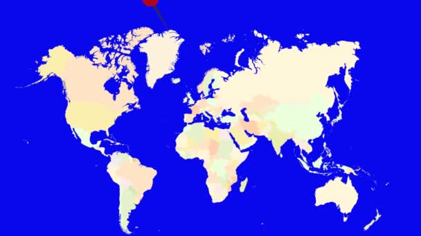 Mapa świata powiększa do Szwecji — Wideo stockowe