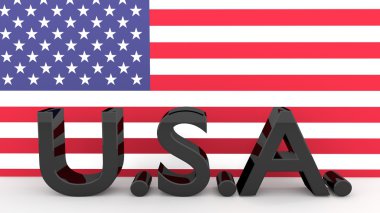Bir Amerikan bayrağı önünde üzerinde harfler ABD