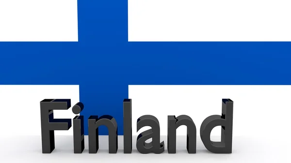 Writing Finland in front of a finnish flag — Stock Photo, Image