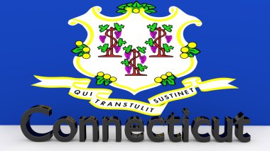 Bize Connecticut, bayrağı önünde metal adı devlet