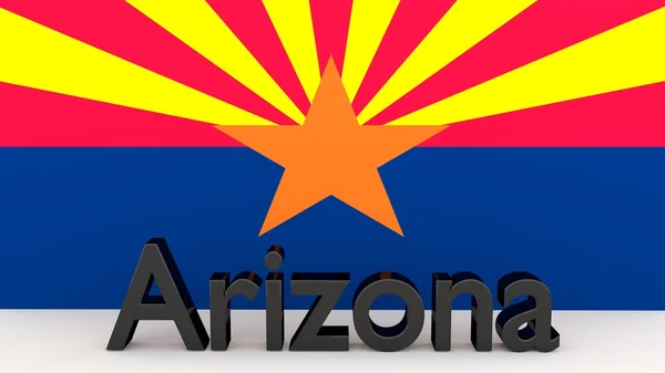 Us state arizona, Metallname vor Fahne — Stockfoto