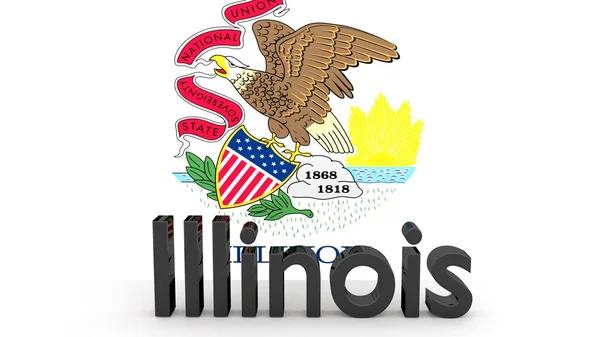 Us state illinois, Metallname vor Fahne — Stockfoto