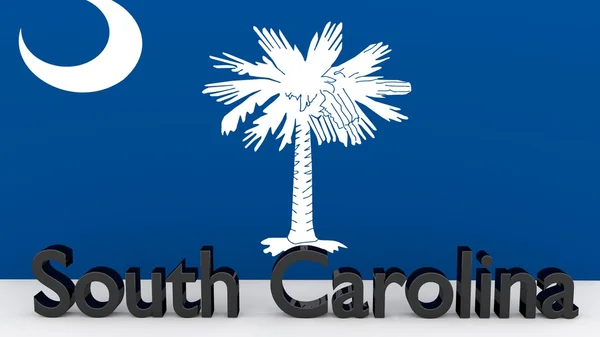 Oss säga South Carolina, metall namn framför flagga — Stockfoto