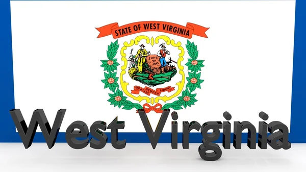 Stati Uniti West Virginia, nome in metallo davanti alla bandiera — Foto Stock