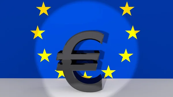 Simbolo euro sotto i riflettori — Foto Stock