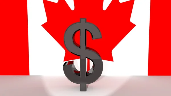 Símbolo del dólar canadiense en el centro de atención —  Fotos de Stock