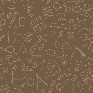 Matematik ve öğrenme, Sepya konulu basit simgeler ile sorunsuz arka plan