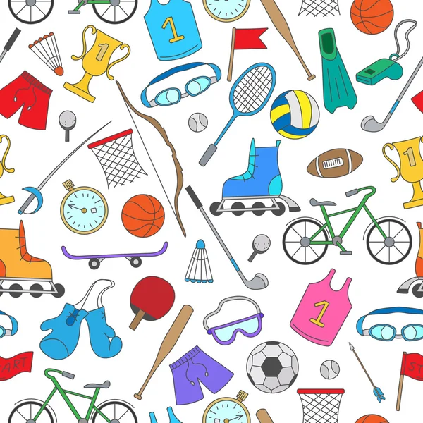 Wzór na temat Sporty letnie, proste kolorowe ikony na jasnym tle — Wektor stockowy